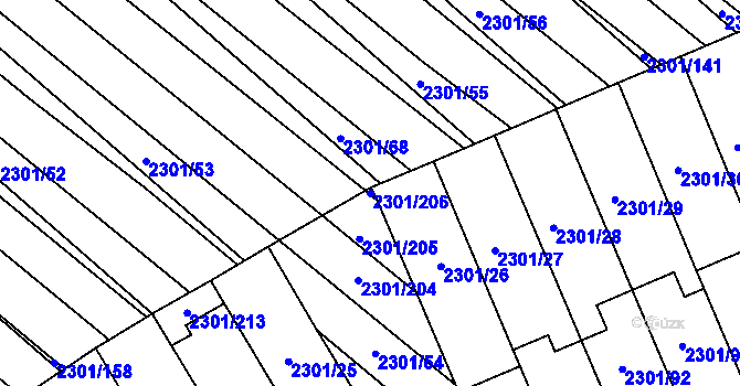 Parcela st. 2301/206 v KÚ Dubňany, Katastrální mapa