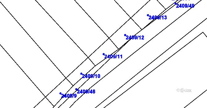 Parcela st. 2409/11 v KÚ Dubňany, Katastrální mapa