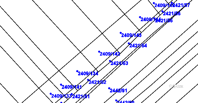 Parcela st. 2409/142 v KÚ Dubňany, Katastrální mapa