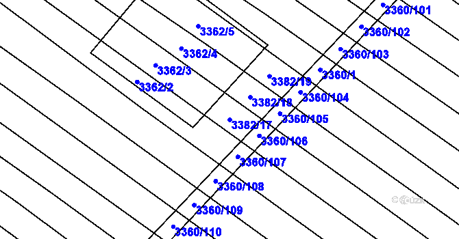 Parcela st. 3382/17 v KÚ Dubňany, Katastrální mapa