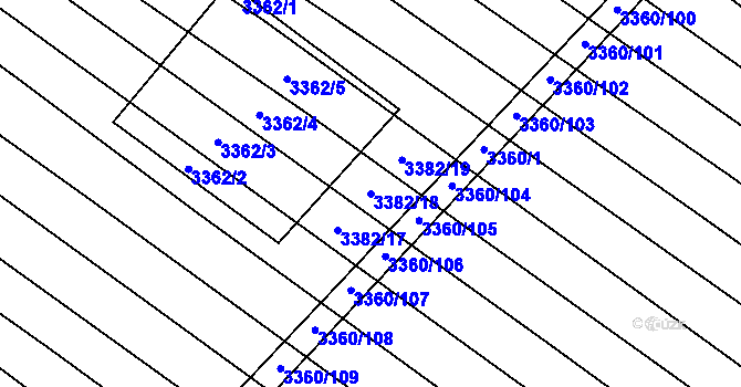 Parcela st. 3382/18 v KÚ Dubňany, Katastrální mapa