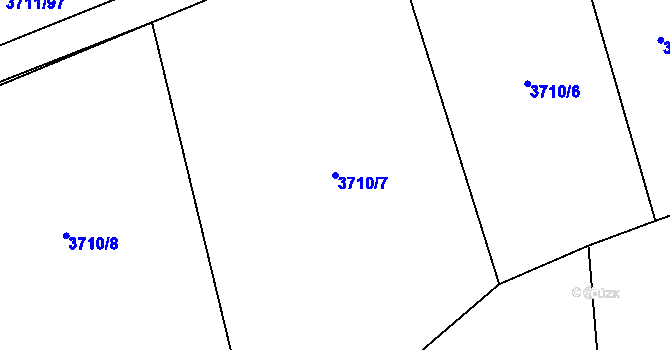 Parcela st. 3710/7 v KÚ Dubňany, Katastrální mapa