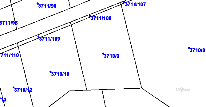 Parcela st. 3710/9 v KÚ Dubňany, Katastrální mapa