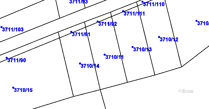 Parcela st. 3710/11 v KÚ Dubňany, Katastrální mapa