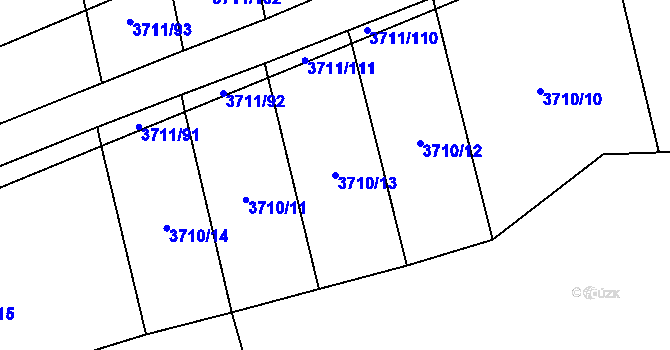 Parcela st. 3710/13 v KÚ Dubňany, Katastrální mapa