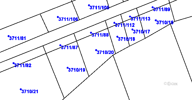 Parcela st. 3710/20 v KÚ Dubňany, Katastrální mapa