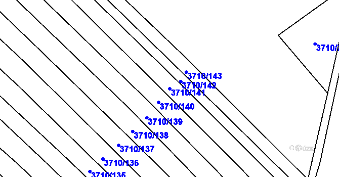 Parcela st. 3710/141 v KÚ Dubňany, Katastrální mapa