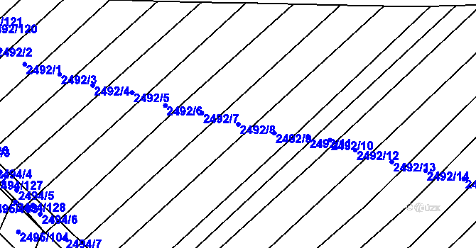 Parcela st. 2492/8 v KÚ Dubňany, Katastrální mapa