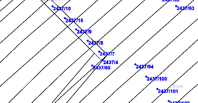 Parcela st. 2437/7 v KÚ Dubňany, Katastrální mapa