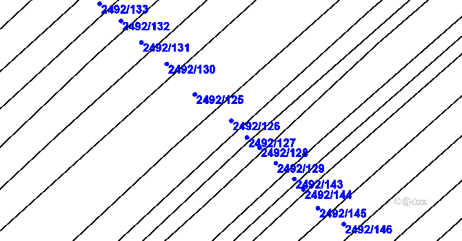 Parcela st. 2492/126 v KÚ Dubňany, Katastrální mapa