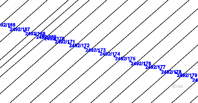 Parcela st. 2492/174 v KÚ Dubňany, Katastrální mapa