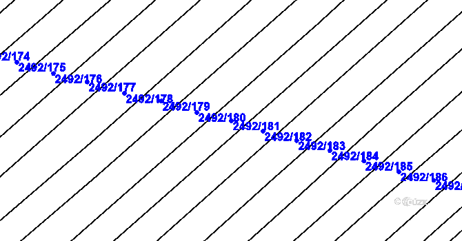 Parcela st. 2492/181 v KÚ Dubňany, Katastrální mapa