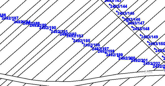 Parcela st. 2492/196 v KÚ Dubňany, Katastrální mapa