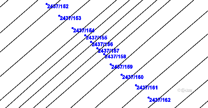 Parcela st. 2437/158 v KÚ Dubňany, Katastrální mapa