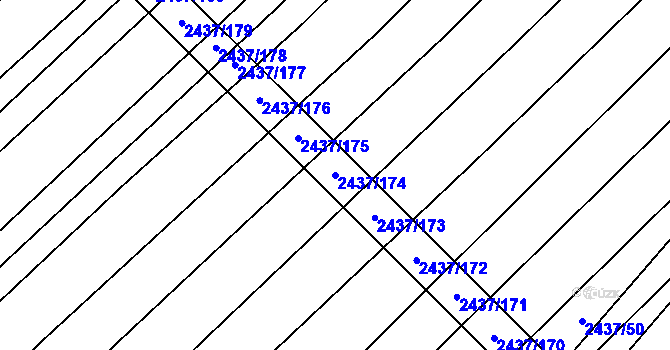 Parcela st. 2437/174 v KÚ Dubňany, Katastrální mapa