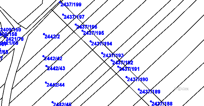 Parcela st. 2437/193 v KÚ Dubňany, Katastrální mapa