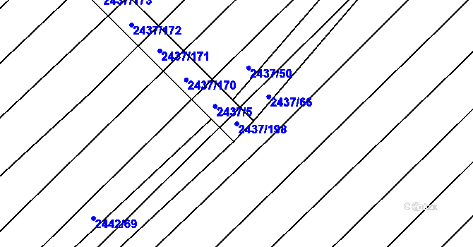 Parcela st. 2437/198 v KÚ Dubňany, Katastrální mapa