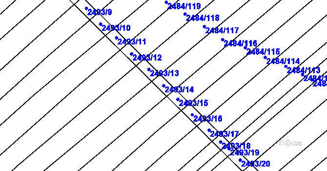 Parcela st. 2493/14 v KÚ Dubňany, Katastrální mapa
