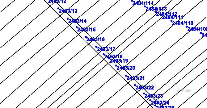 Parcela st. 2493/18 v KÚ Dubňany, Katastrální mapa