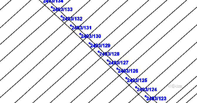 Parcela st. 2493/128 v KÚ Dubňany, Katastrální mapa