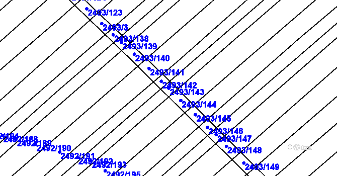 Parcela st. 2493/143 v KÚ Dubňany, Katastrální mapa