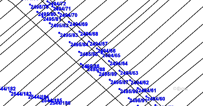 Parcela st. 2494/65 v KÚ Dubňany, Katastrální mapa