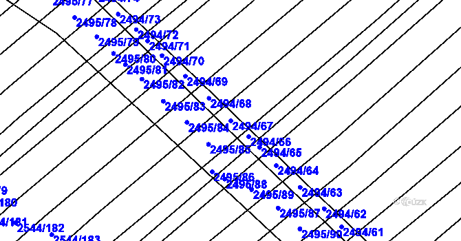 Parcela st. 2494/67 v KÚ Dubňany, Katastrální mapa