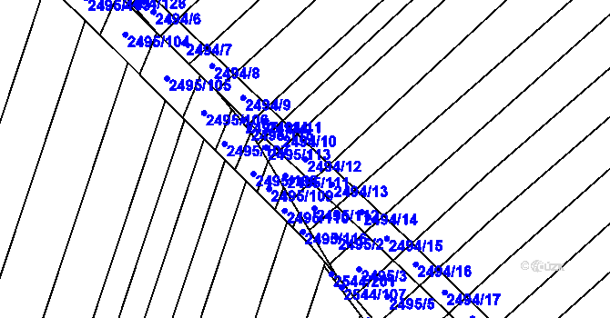 Parcela st. 2494/12 v KÚ Dubňany, Katastrální mapa