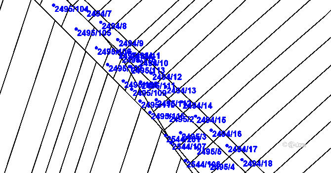 Parcela st. 2494/13 v KÚ Dubňany, Katastrální mapa