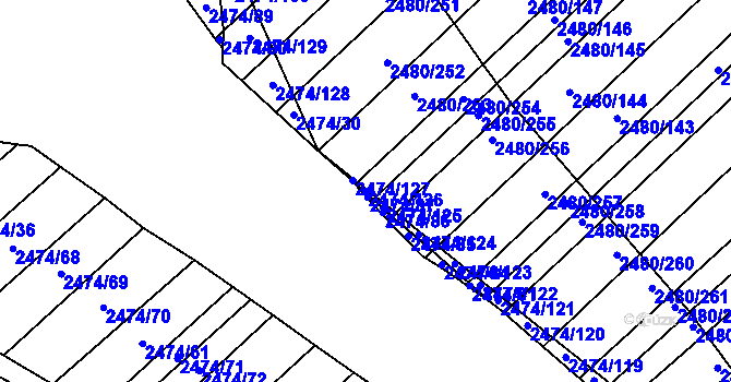 Parcela st. 2474/126 v KÚ Dubňany, Katastrální mapa