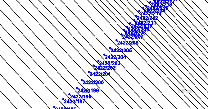 Parcela st. 2422/204 v KÚ Dubňany, Katastrální mapa