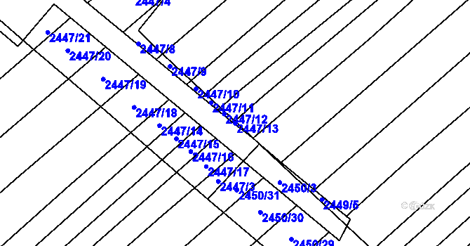 Parcela st. 2447/13 v KÚ Dubňany, Katastrální mapa