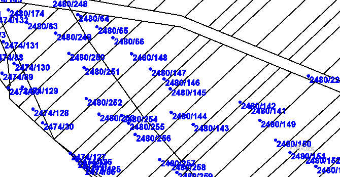 Parcela st. 2480/145 v KÚ Dubňany, Katastrální mapa