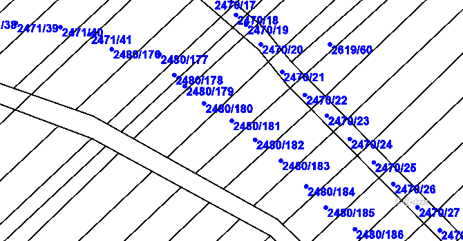 Parcela st. 2480/181 v KÚ Dubňany, Katastrální mapa