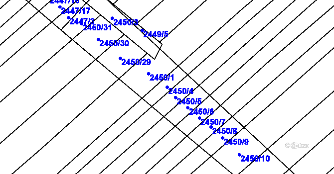 Parcela st. 2450/4 v KÚ Dubňany, Katastrální mapa