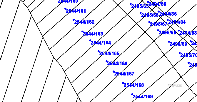 Parcela st. 2544/165 v KÚ Dubňany, Katastrální mapa