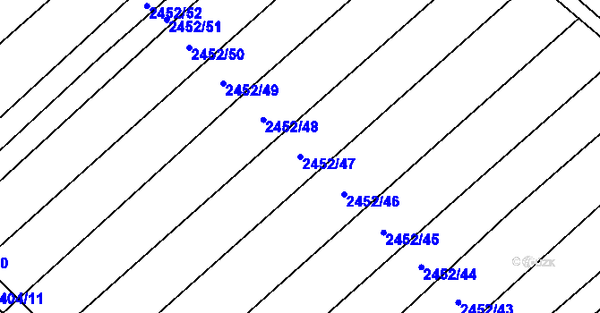 Parcela st. 2452/47 v KÚ Dubňany, Katastrální mapa