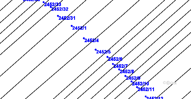 Parcela st. 2452/5 v KÚ Dubňany, Katastrální mapa