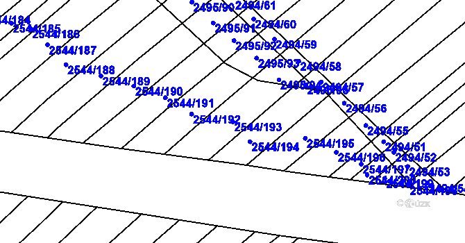 Parcela st. 2544/193 v KÚ Dubňany, Katastrální mapa