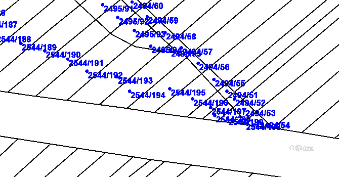 Parcela st. 2544/195 v KÚ Dubňany, Katastrální mapa