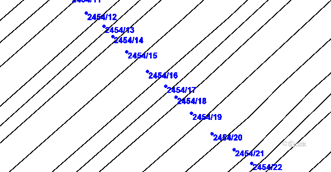 Parcela st. 2454/17 v KÚ Dubňany, Katastrální mapa