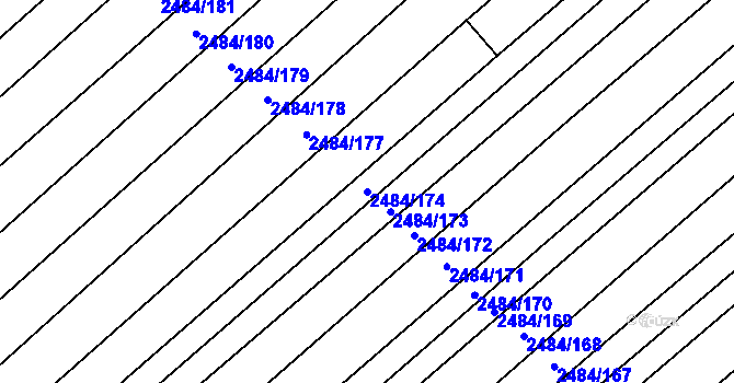 Parcela st. 2484/174 v KÚ Dubňany, Katastrální mapa