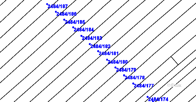 Parcela st. 2484/181 v KÚ Dubňany, Katastrální mapa