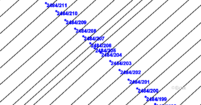 Parcela st. 2484/204 v KÚ Dubňany, Katastrální mapa