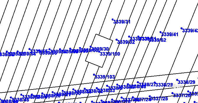 Parcela st. 3339/100 v KÚ Dubňany, Katastrální mapa