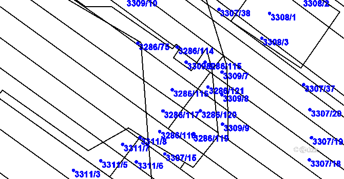 Parcela st. 3286/116 v KÚ Dubňany, Katastrální mapa