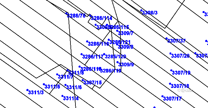 Parcela st. 3286/120 v KÚ Dubňany, Katastrální mapa