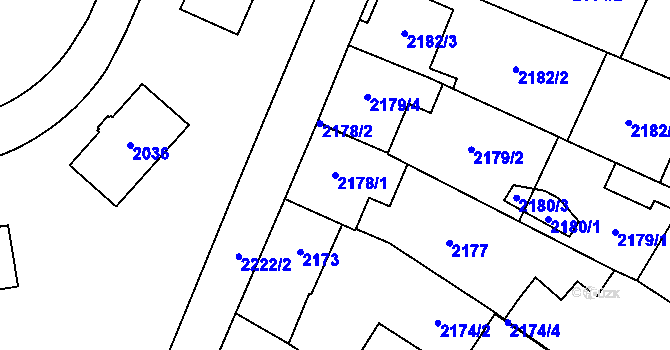 Parcela st. 2178/1 v KÚ Dubňany, Katastrální mapa