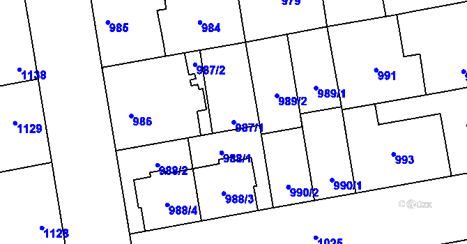 Parcela st. 987/1 v KÚ Dubňany, Katastrální mapa