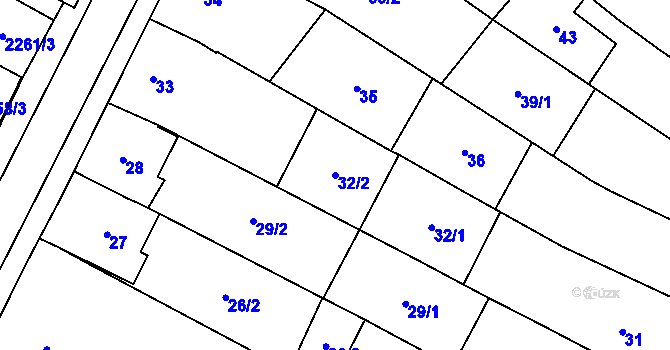 Parcela st. 32/2 v KÚ Dubňany, Katastrální mapa